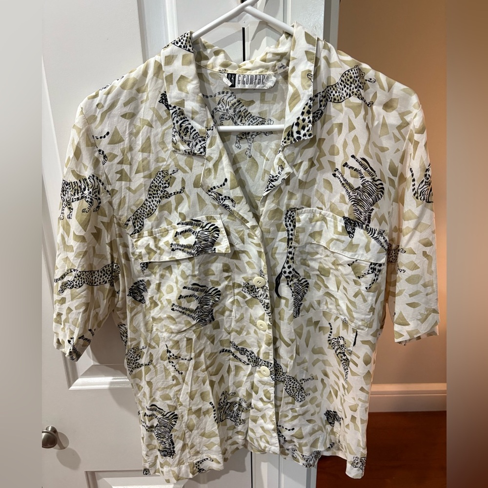 Chic Animal Print Button Down Shirt
